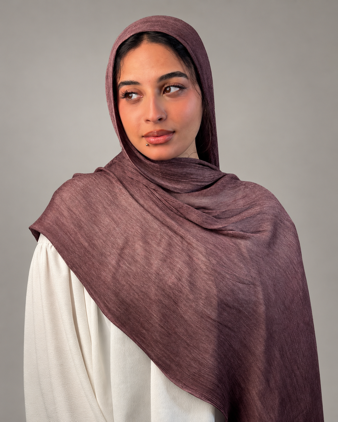Ruffled scarf-Dark cashmere