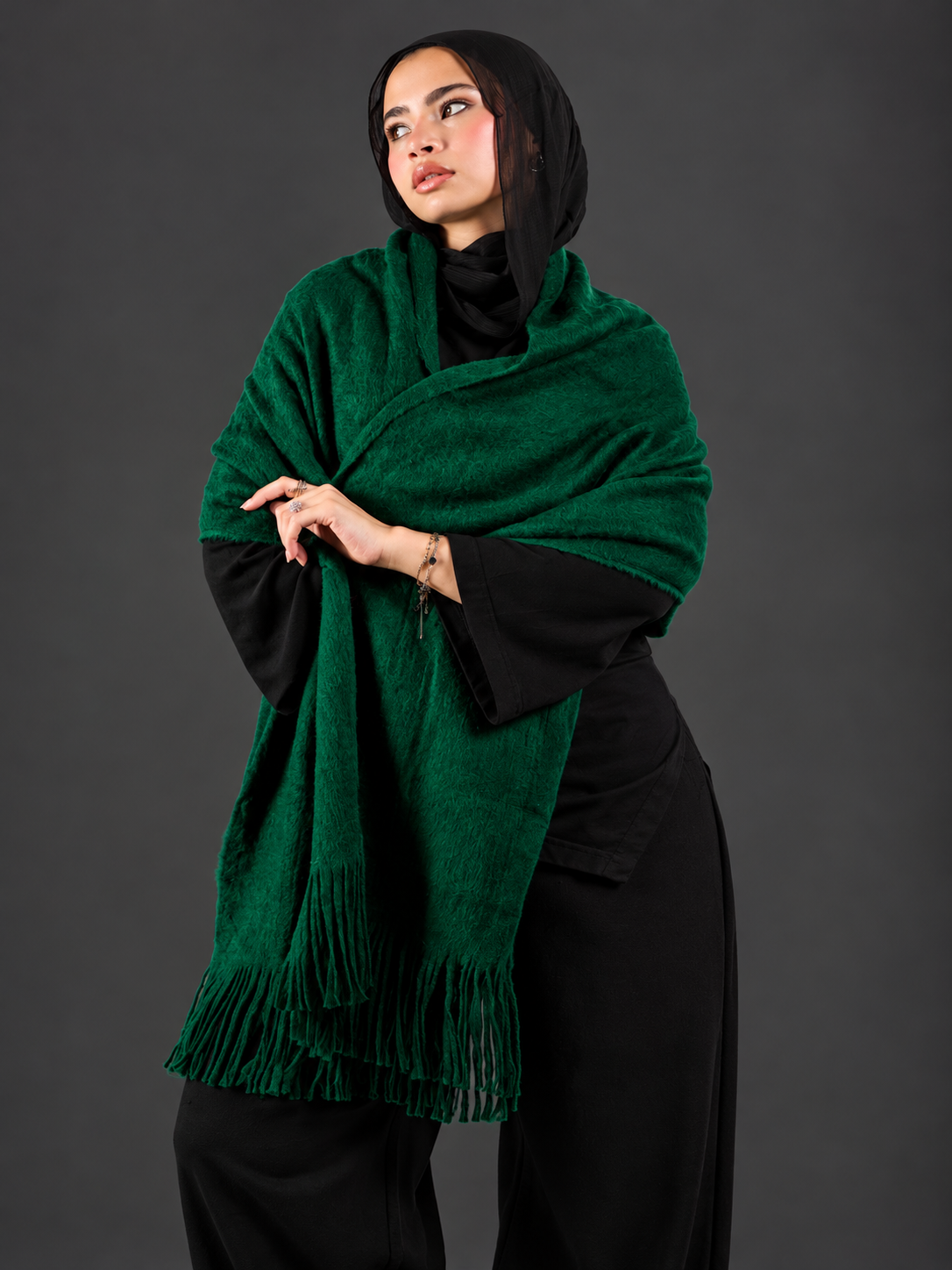 Winter Shawl - forest green