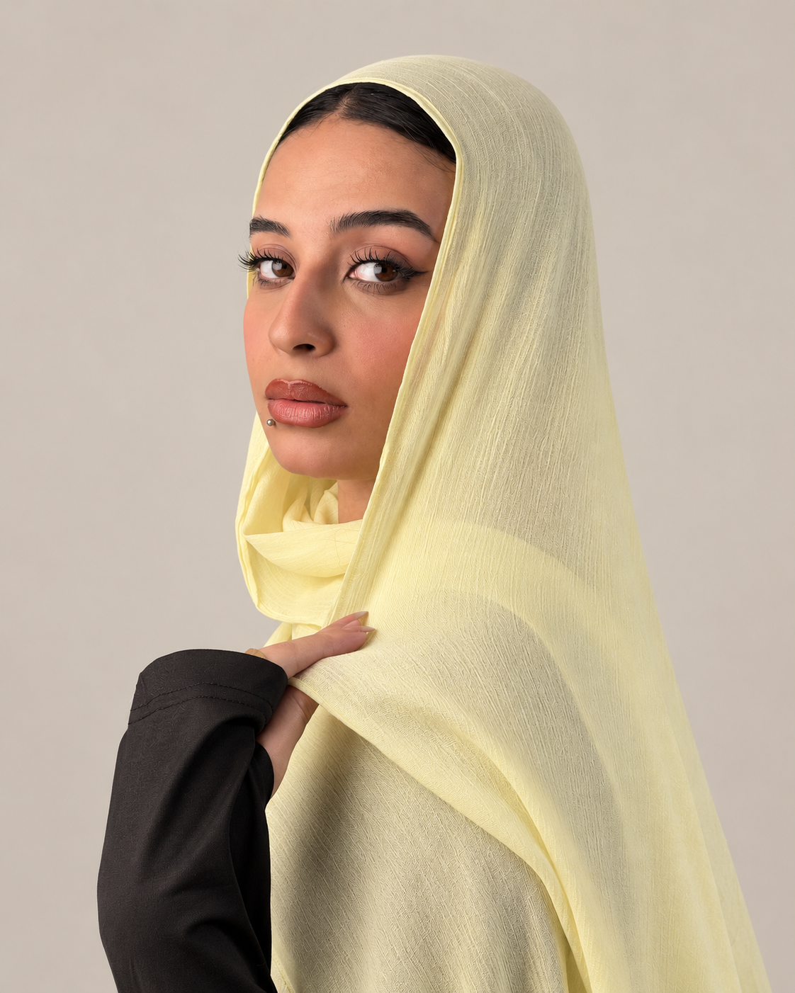Linen quresha - powder yellow