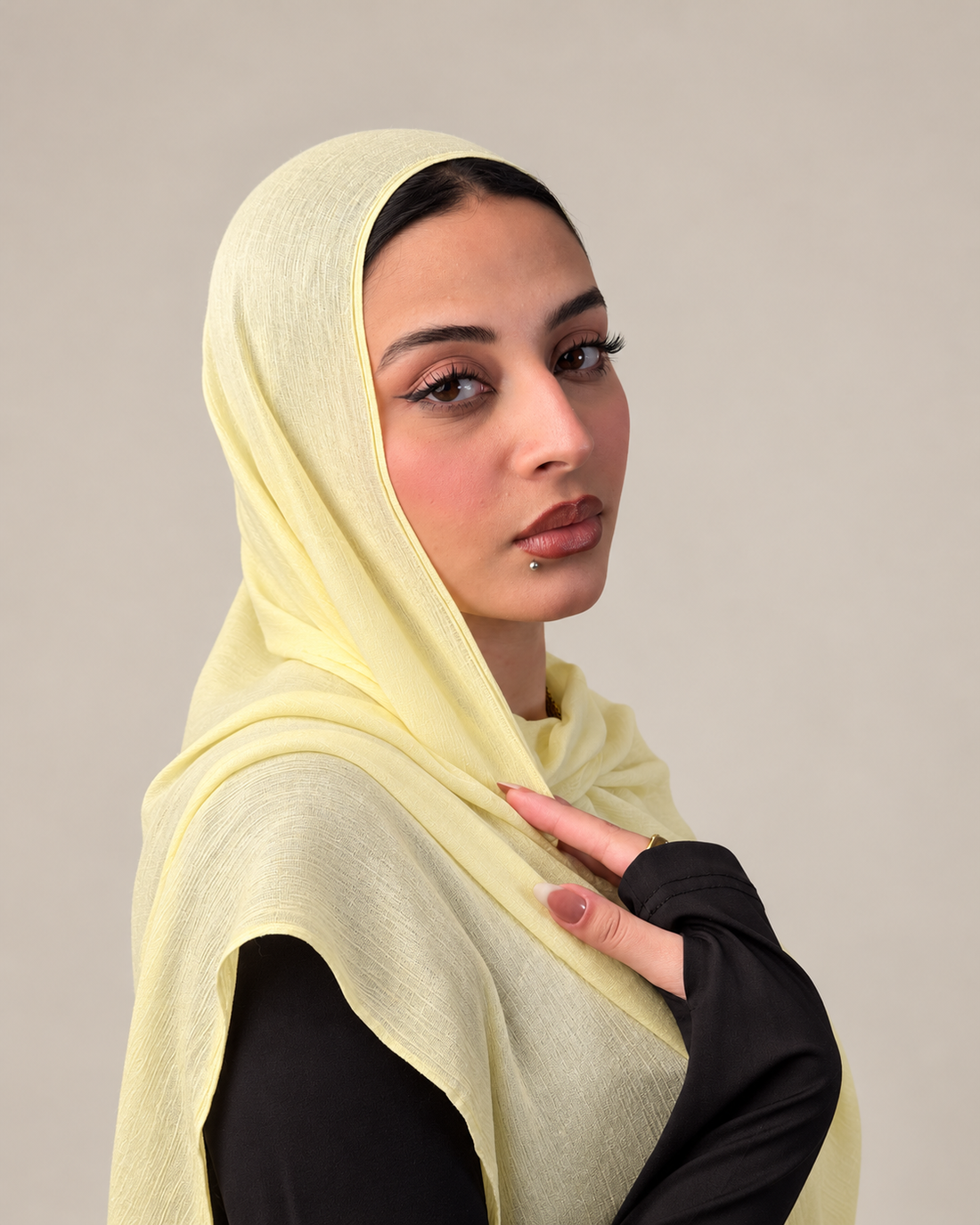 Linen quresha - powder yellow