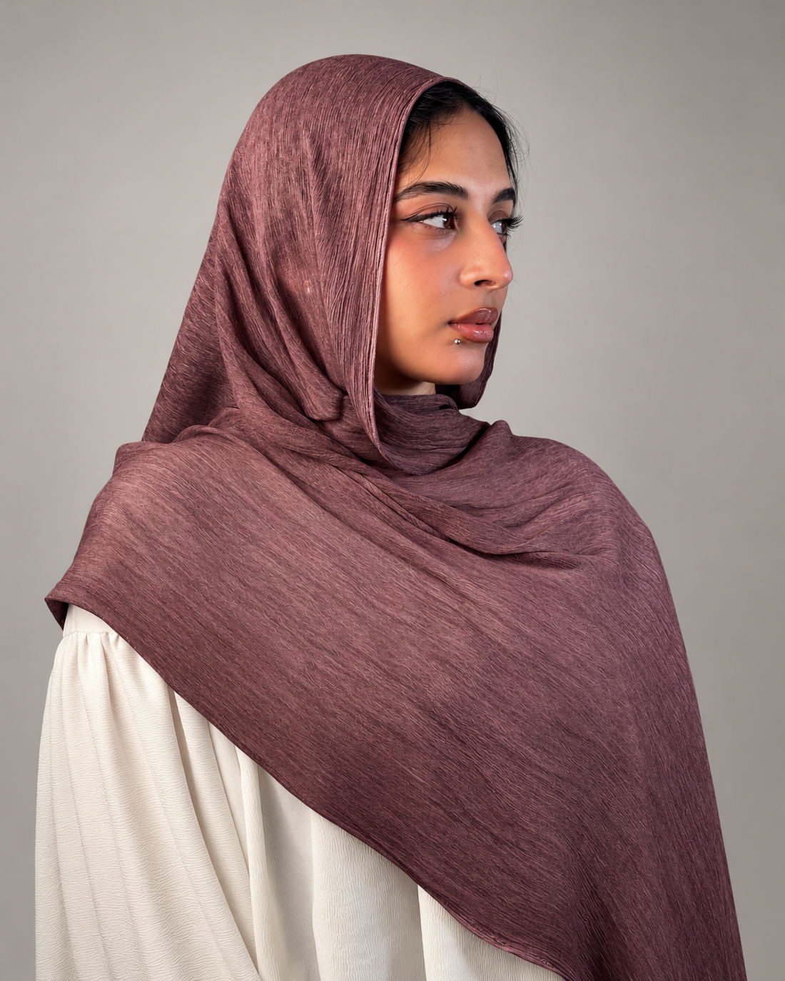 Ruffled scarf-Dark cashmere