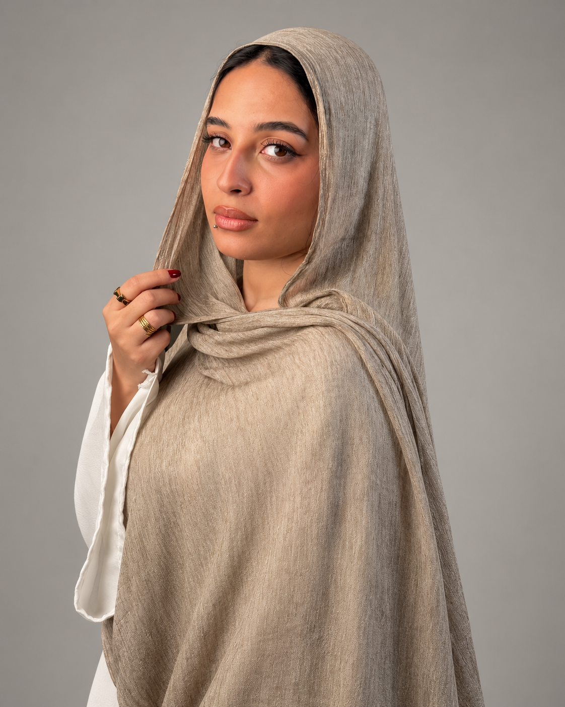 Ruffled scarf - Beige