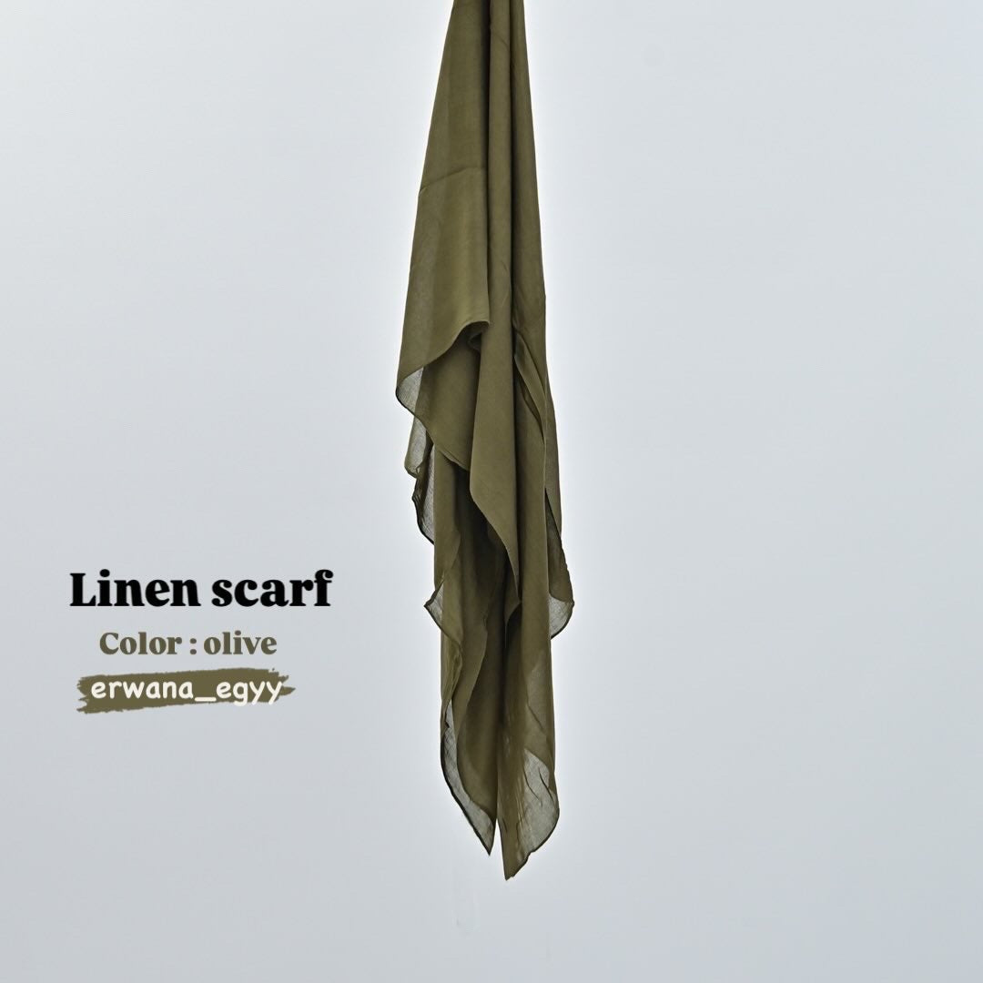 Linen scarf ( olive )
