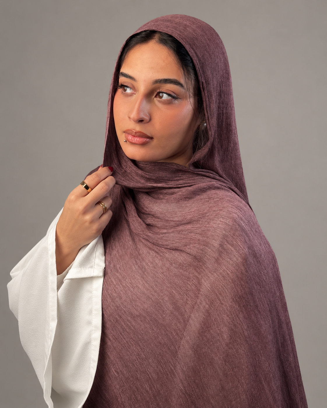 Ruffled scarf-Dark cashmere
