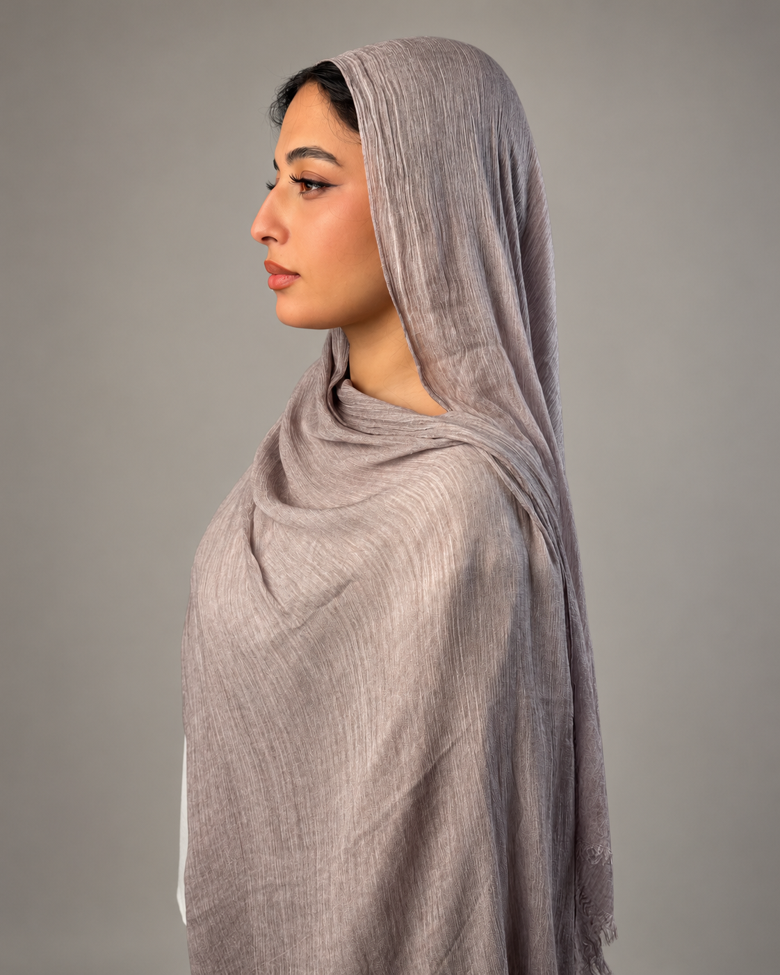 Ruffled scarf- nude coffee