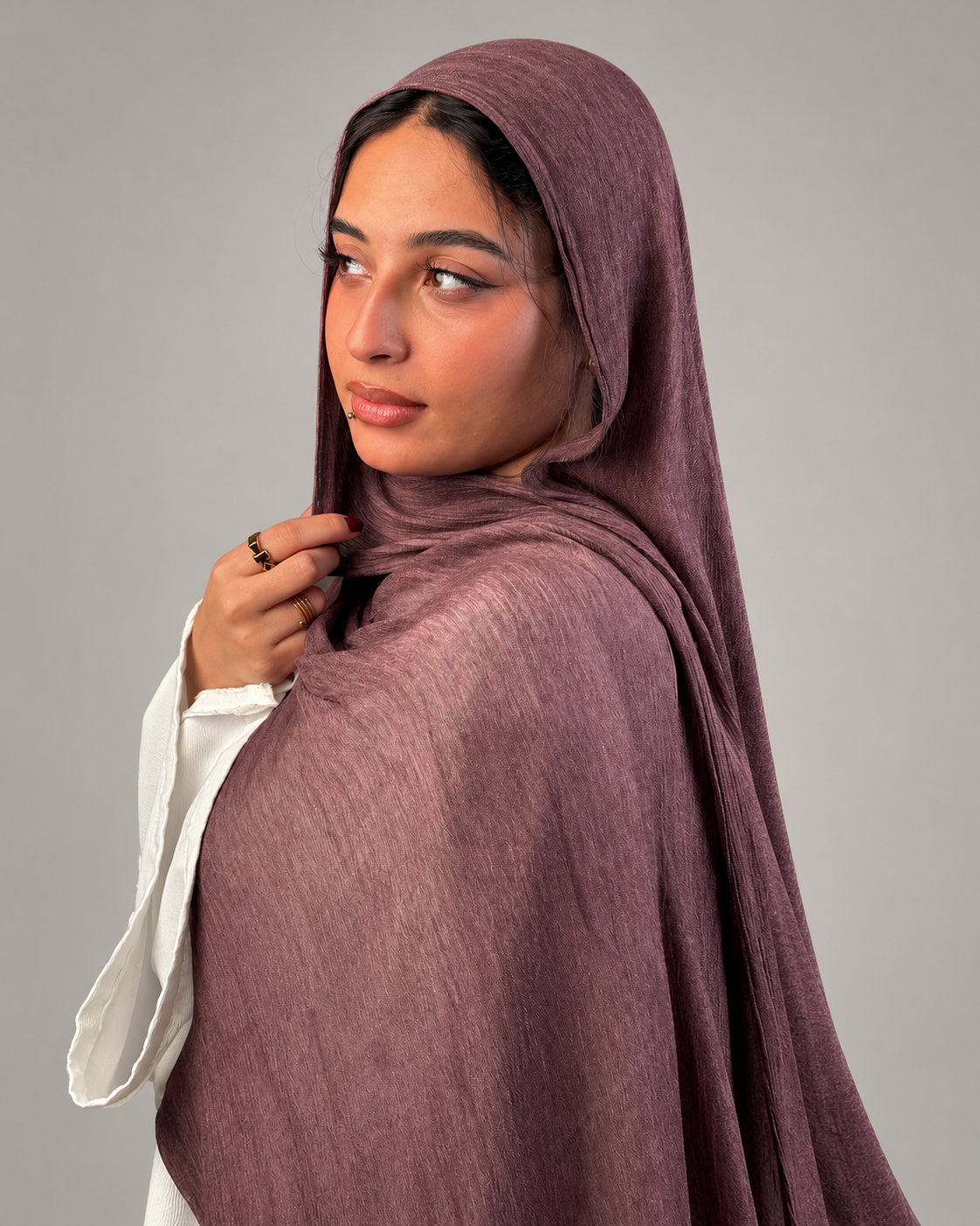 Ruffled scarf-Dark cashmere