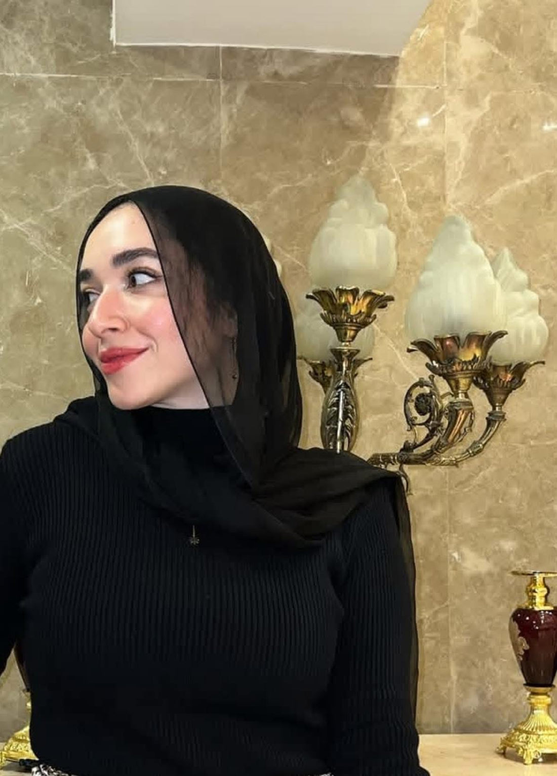 Linen scarf ( black )